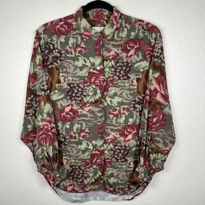 Banana Republic Safari Floral Button Down Blouse Long Sleeve Career‎ Top Size M